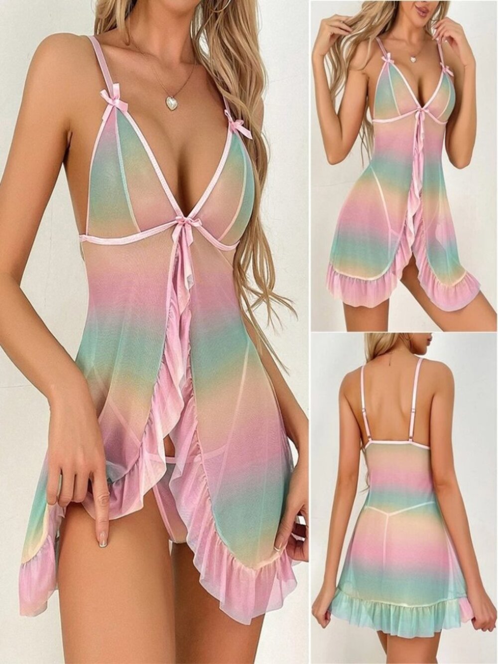 Women's Sexy-Lingerie Babydoll G-string Sleepwear Underwear Lace Dress Nightwear